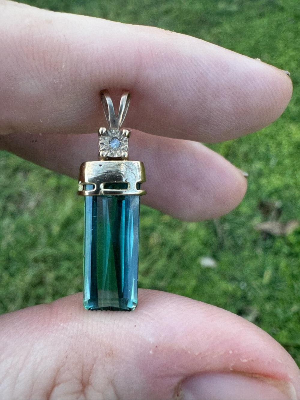 Solid 10k gold RARE Handmade genuine clean tourmaline/diamond pendant high end - Picture 5 of 11